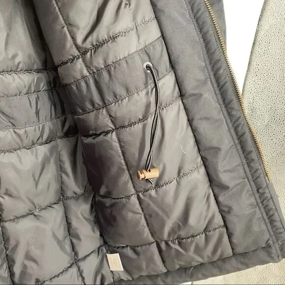 Timberland Fur Trim Quilted Button Pocketed Zip Parka Jacket outerwear urban - Picture 10 of 13